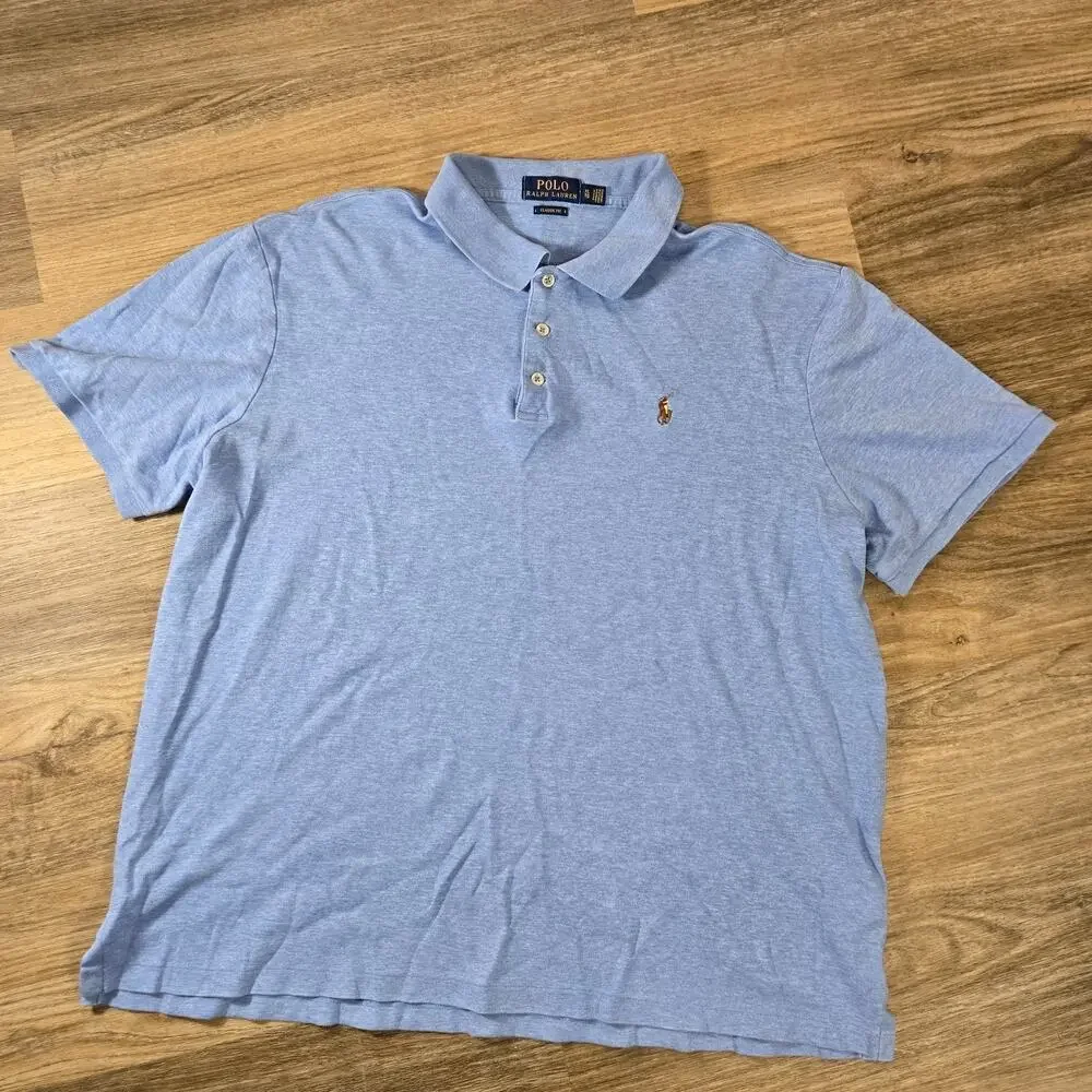 Polo Ralph Lauren Polo Shirt Mens XL Blue Flesh Pony Short Sleeve Preppy Ivy